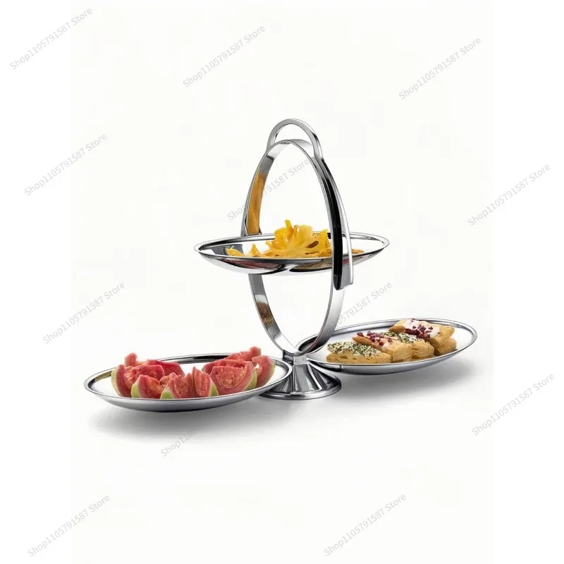 For Home Double Folding Storage Dim Sum Plate Baking Cake Rack Afternoon Tea Fruit Plate Home Premium Sense