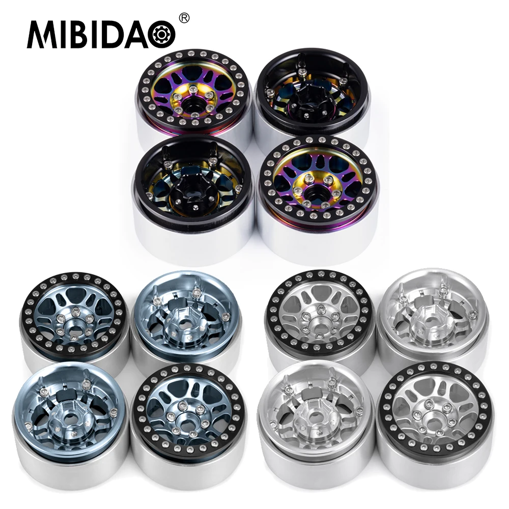 

MIBIDAO 4 шт., 1,9-дюймовые колеса из алюминиевого сплава, ступица 30 мм для TRX-4 Axial SCX10 D90 1/10, детали для обновления гусеничного автомобиля с дистанционным управлением