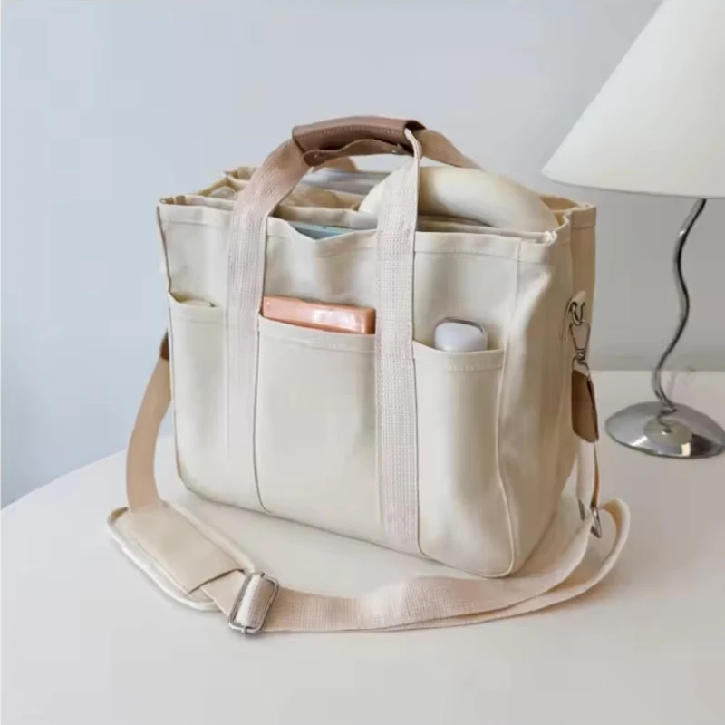 

Large Canvas Tote Bag Women Crossbody Purse Handbags Work Laptop Book Beach Bag Multifunction For Mommy Bag