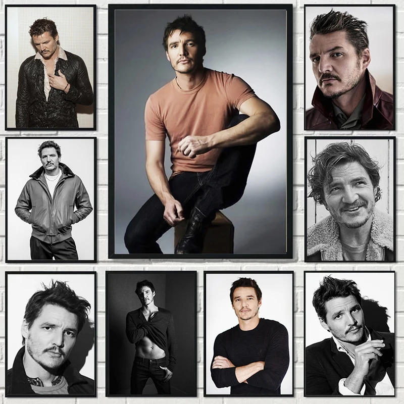 Pedro Pascal Vintage Handsome Famous Movie Actor Portrait Art Poster Canvas Painting Wall Print Art Picture for Room Home Decor