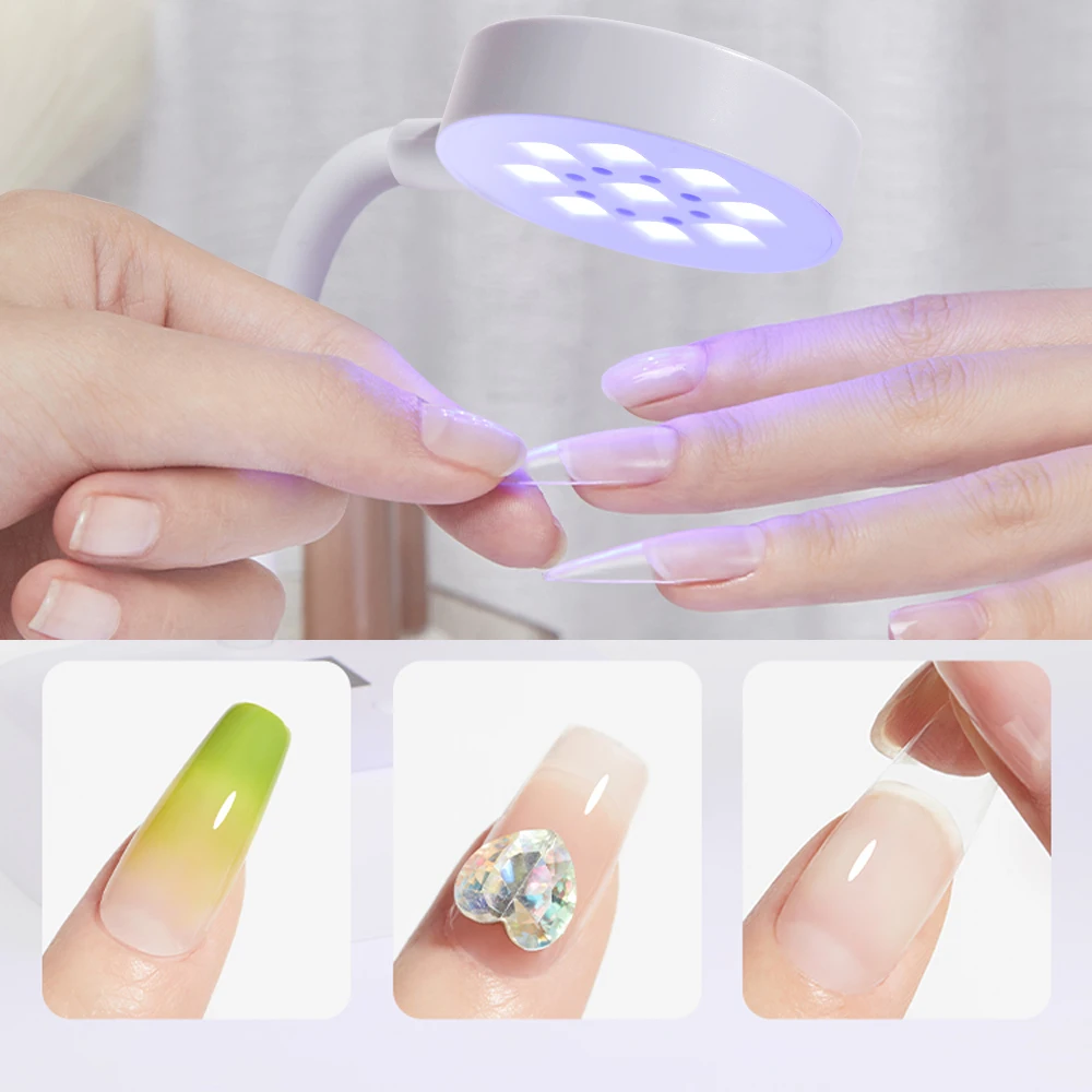 YIKOOLIN LED مجفف الأظافر الأشعة فوق البنفسجية هلام مسمار مصباح قابلة للشحن التحكم باللمس التجفيف السريع 360 °   مصباح طاولة قابل للانحناء لفن الأظافر