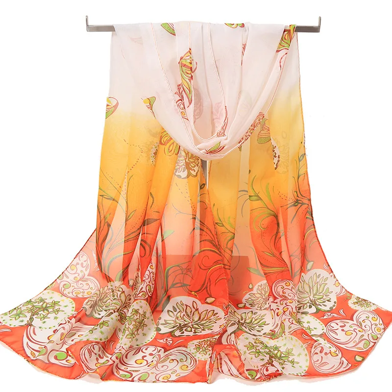 Verão lenço de proteção solar xale caju impressão chiffon feminino cachecol seaside viagem cape foulard senhoras lenço