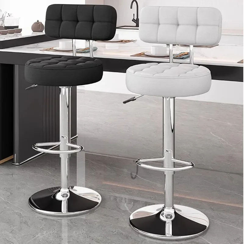 

Black Swivel Lounge Bar Chairs Minimalistic Back White Modern Nordic Chair Designer Adjustable Taburete Alto Home Furniture