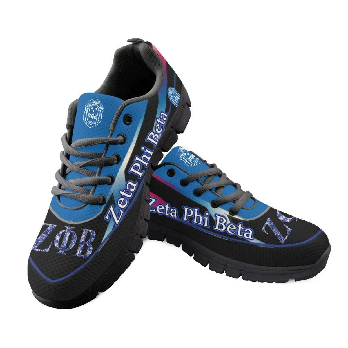 INSTANTARTS Spring Summer Comfort Sneakers Zeta Phi Beta Logo Design Blue Print Women Flat Shoes Non-Slip Female Tennis Zapatos