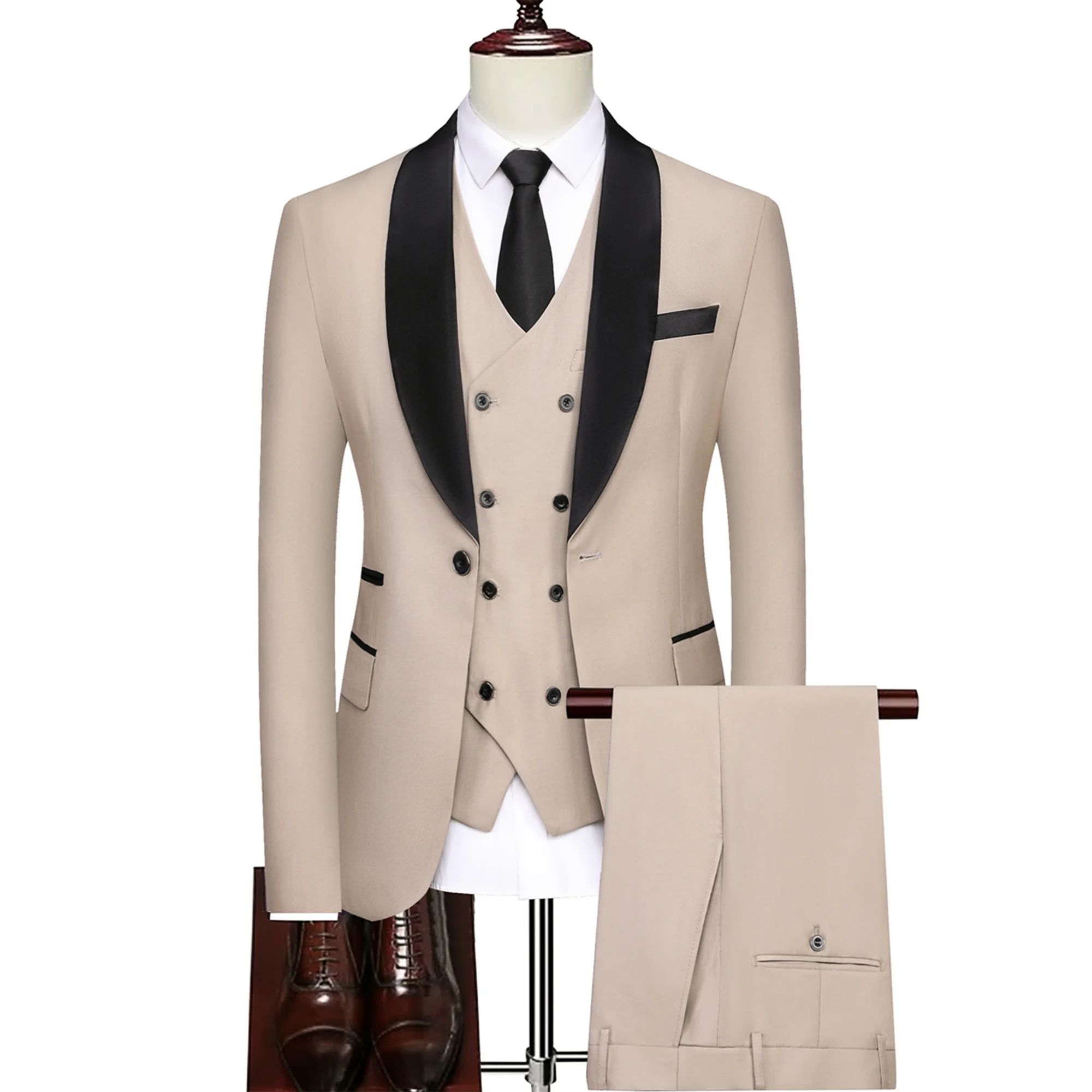 3 Pcs Suit Set Blazers Jacket Pants / 2023 Fashion Men's Business Casual Boutique Single Breasted Dress Coat Trousers Vest