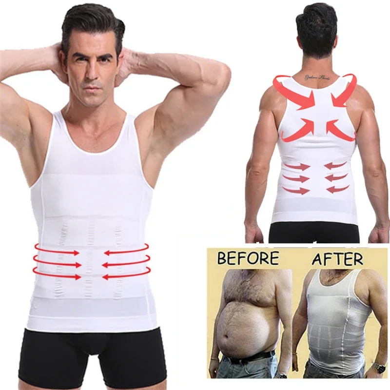 

Men's Slimming Body Shapewear Corset Vest Shirt Compression Abdomen Tummy Belly Control Slim Waist Cincher Underwear Sports Vest