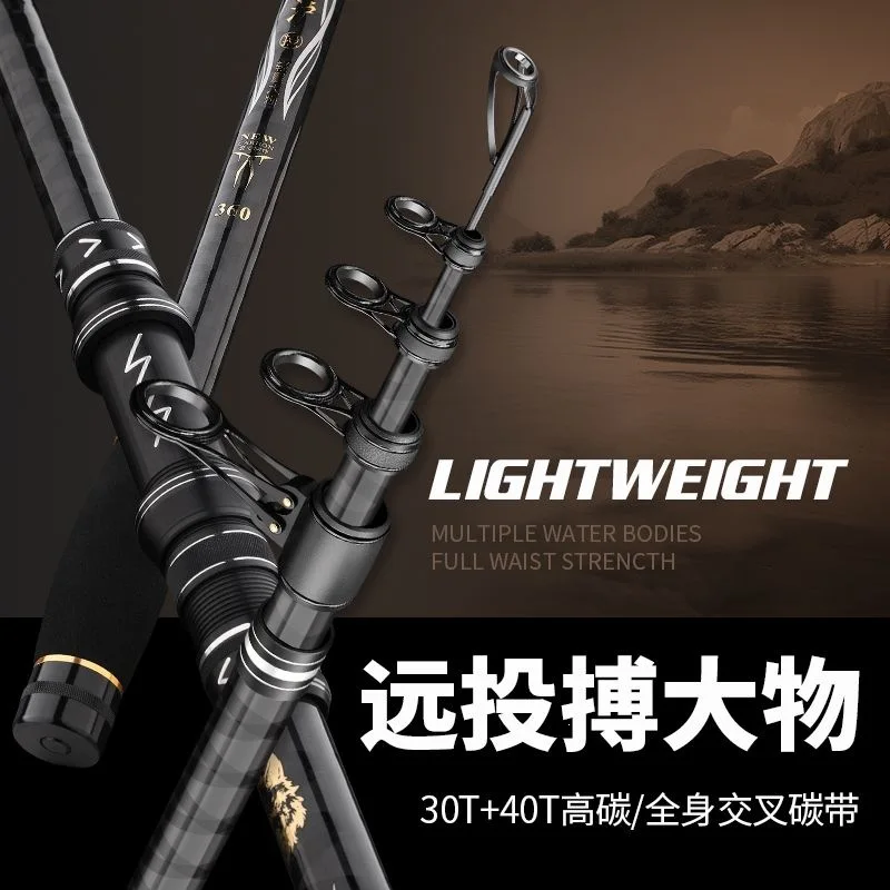 Sea Beach Distance Long Cast Surf Casting Fiber Carbon Combo Kit Set Powerful Fishing Rod Pole Spinning Baitcasting Telescopic
