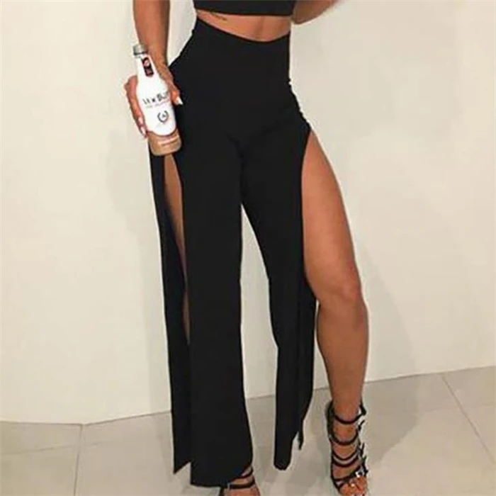 

Модные повседневные женские брюки с высокой талией и широкими штанинами, с разрезами, в уличном стиле, из хлопка, для весеннего сезона, подходят для женщин среднего возраста