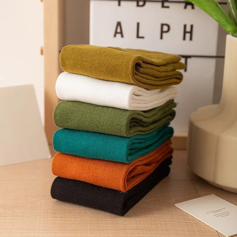 Dames Katoenen Kniekousen Sexy Jk Lange Sokken Zwart Wit Effen Kuitsokken Japanse Koreaanse Mode Winter Warm Zacht Afslanken