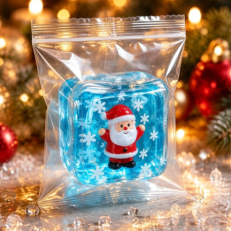 Halloween Christmas Squishy Toy Transparent Cube Squeeze Fidget Toy Ghost Pumpkin Santa Snowman Stress Relief Toy Party Gift