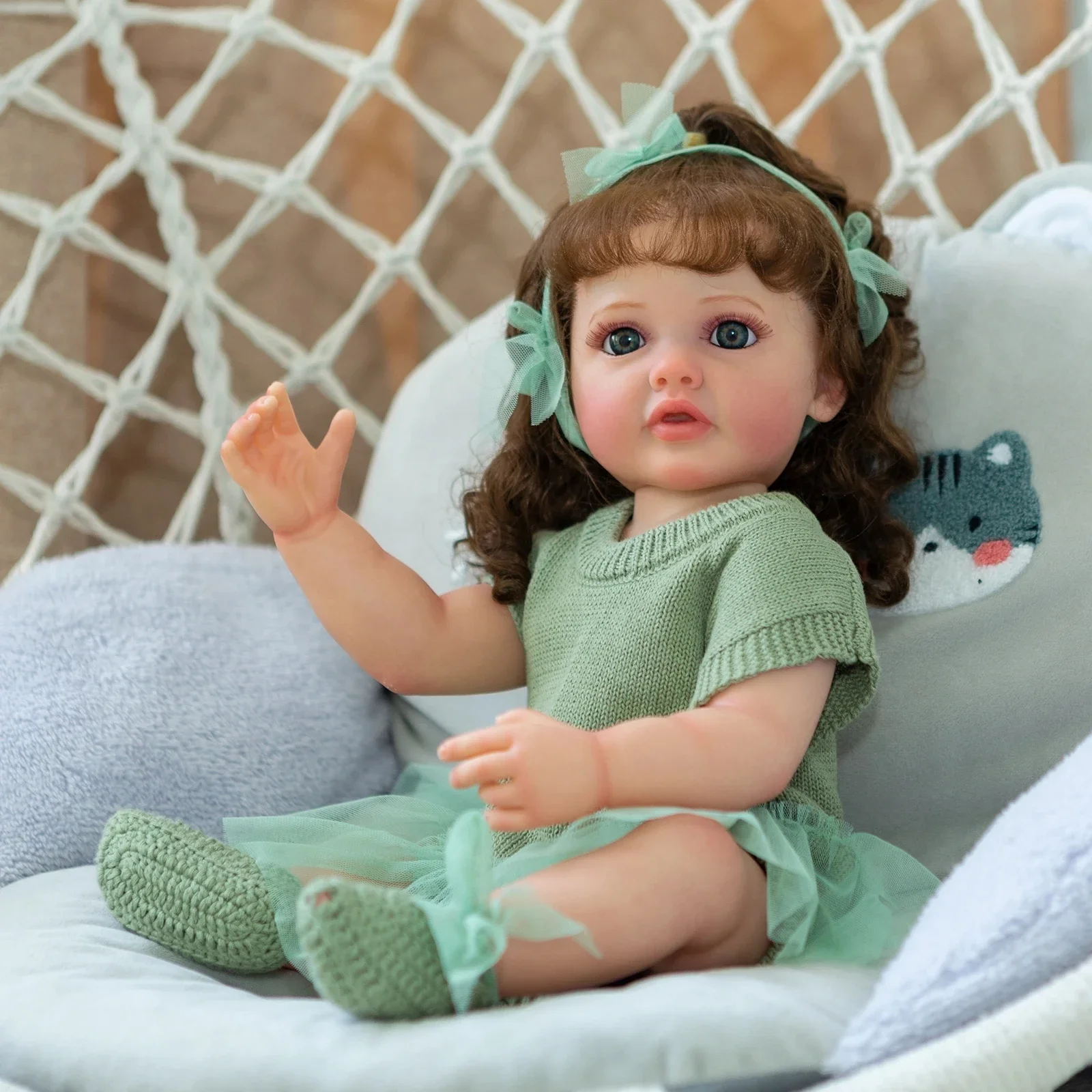 55CM Betty Reborn Doll Full Body Soft Silicone Toddler Girl 3D Skin Visible Veins Hand Rooted Hair Gifts For Children