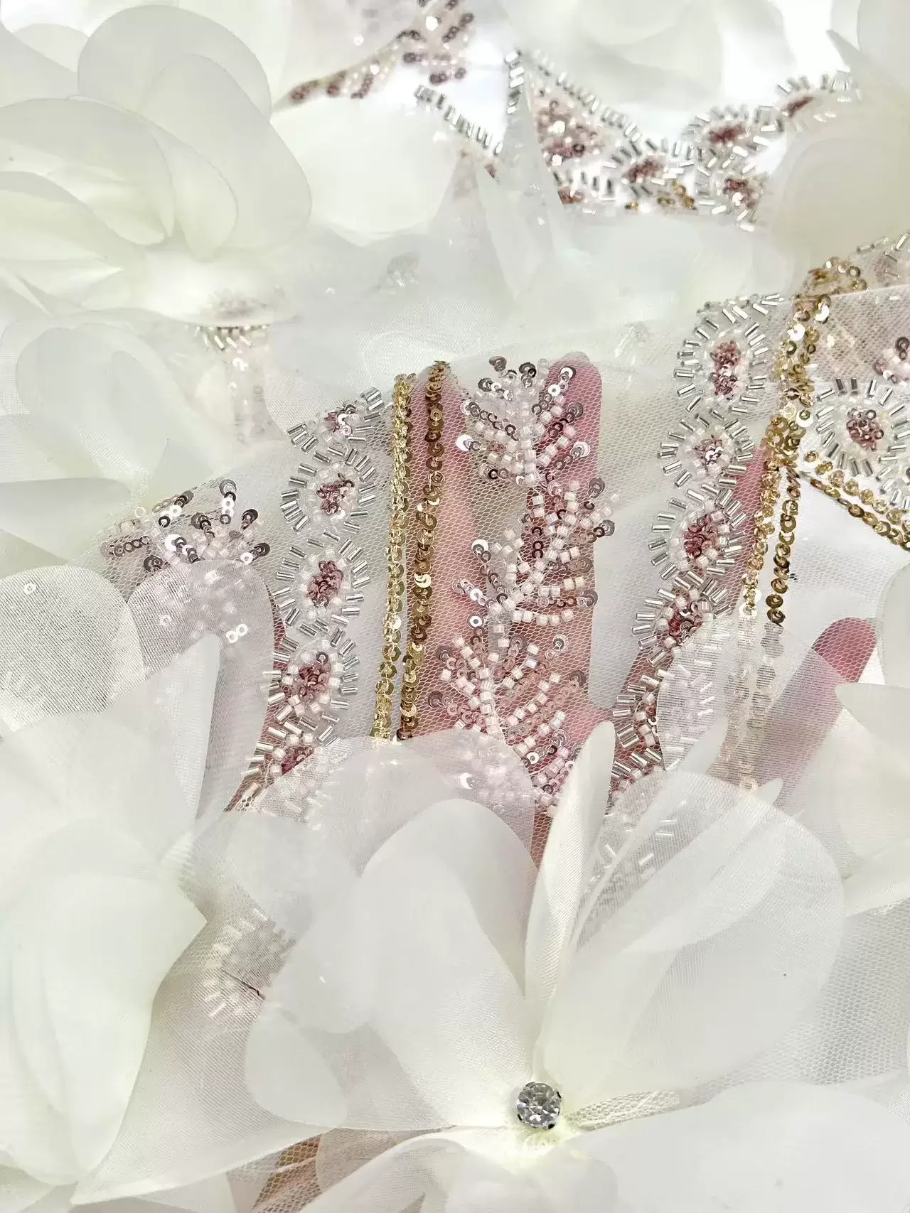 5yard sequin bead tube embroidery tissus couture,soft lace fabric,Evening gown,Wedding dress designer diy fabrics for clothing