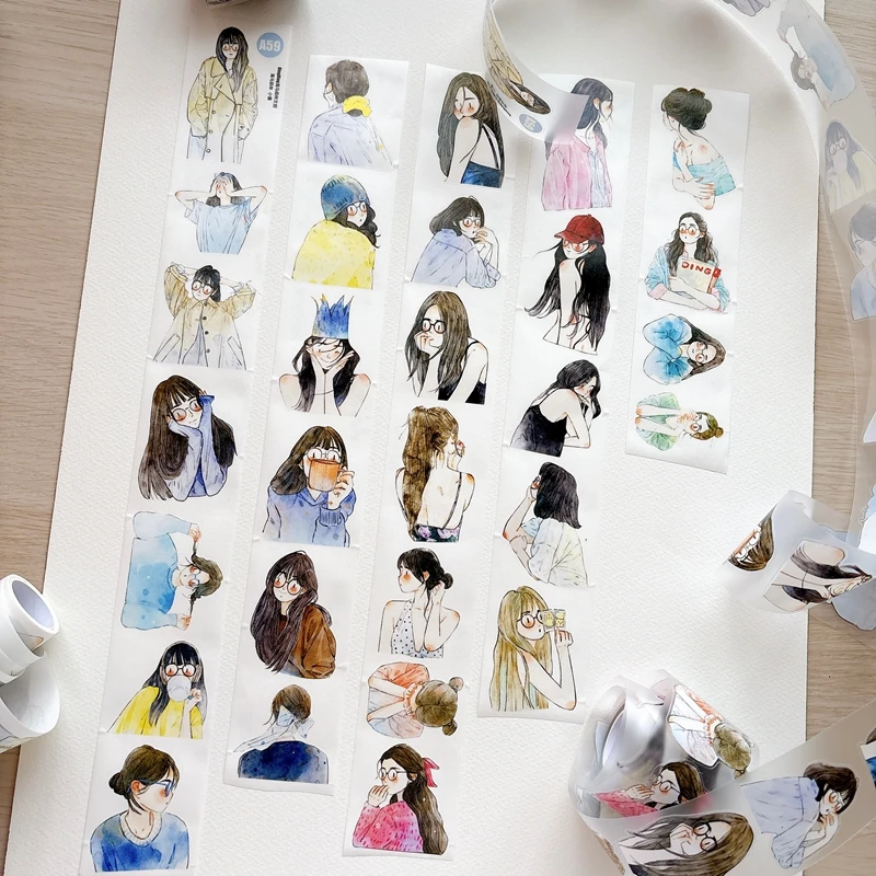 fita-pet-criativa-de-60mm-5m-com-personagem-de-menina-fofa-para-diario-material-de-colagem-e-scrapbooking