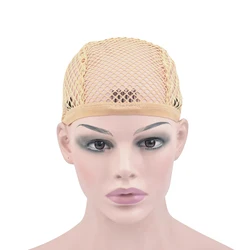 1Pc Beige Mesh Dome Wig Caps with 4 Clips Combs Big Hole Weaving Caps Crochet Wig Cap for Wigs Making