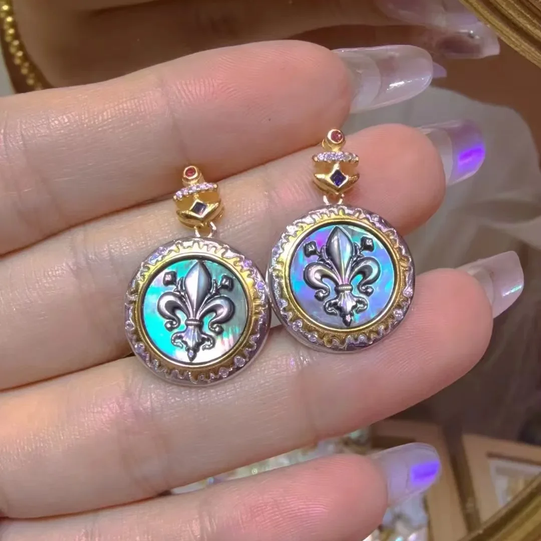 CamEO Oorbellen S925 Zilver Prachtig Vakmanschap Iriserend Voor Schelp Carving Diepzee Voor Vlinder Mode-sieraden