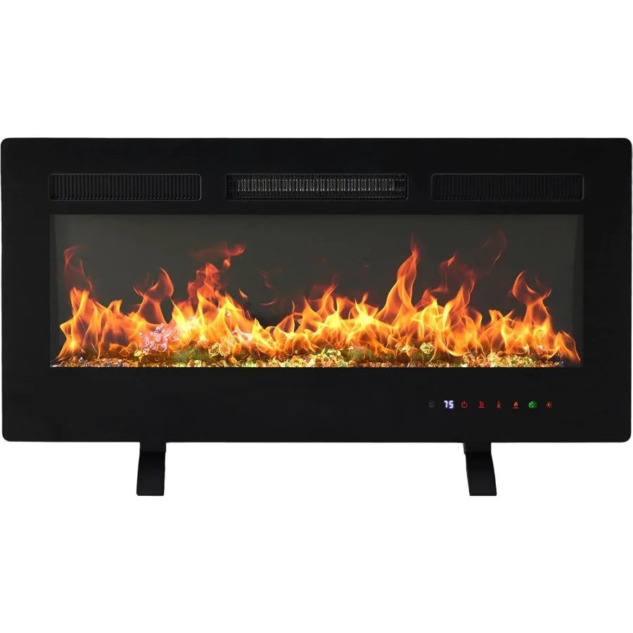 

36 Freestanding Electric Fireplace with 1500W/750W Heating Power Ideal for Living Room or Bedroom Decor Wall Mounted or Recesse