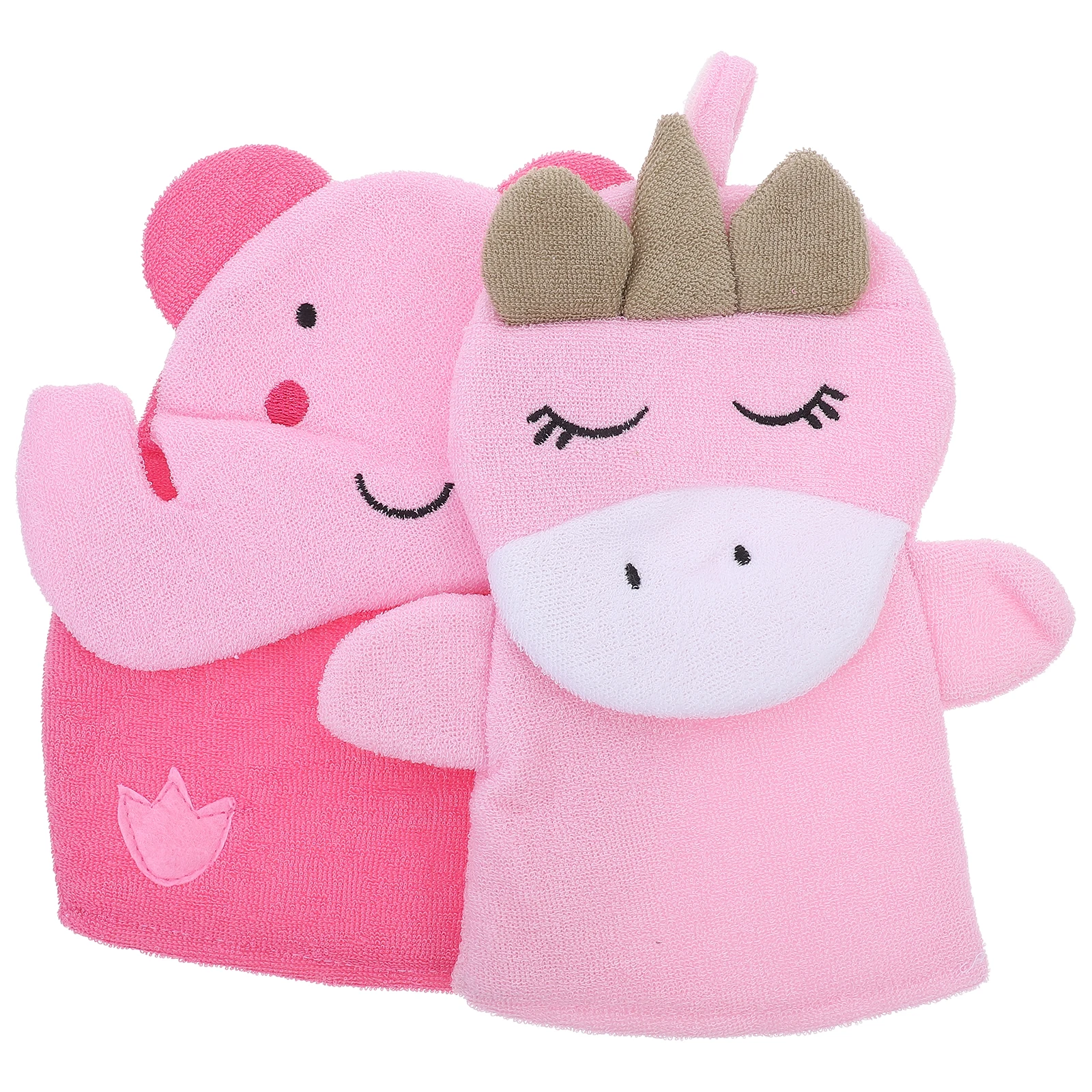 

2 шт., детские скрубберы для ванны, перчатки для душа с героями мультфильмов, отшелушивающие перчатки со слоном, инструменты для очищения тела, мягкие прочные перчатки