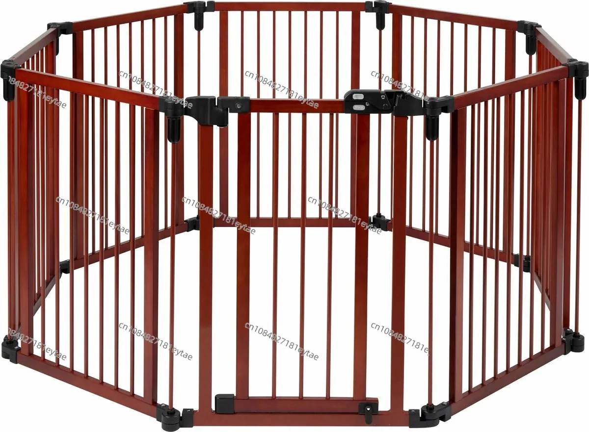High Quality Retractable Pet Fence Wooden Dog Gate With 8 Panels Indoor Dog Playpen