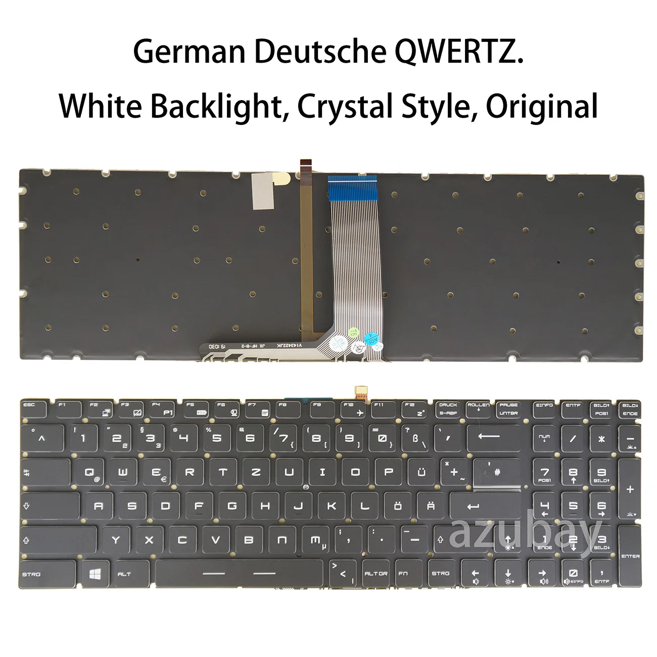 DE German QWERTZ White Backlit Keyboard For MSI GP63 / GP73 Leopard 8RD 8RE, WS60 / WS72 6QH 6QI 6QJ 2OJ 7RJ, WT72 2OK 2OL 2OM
