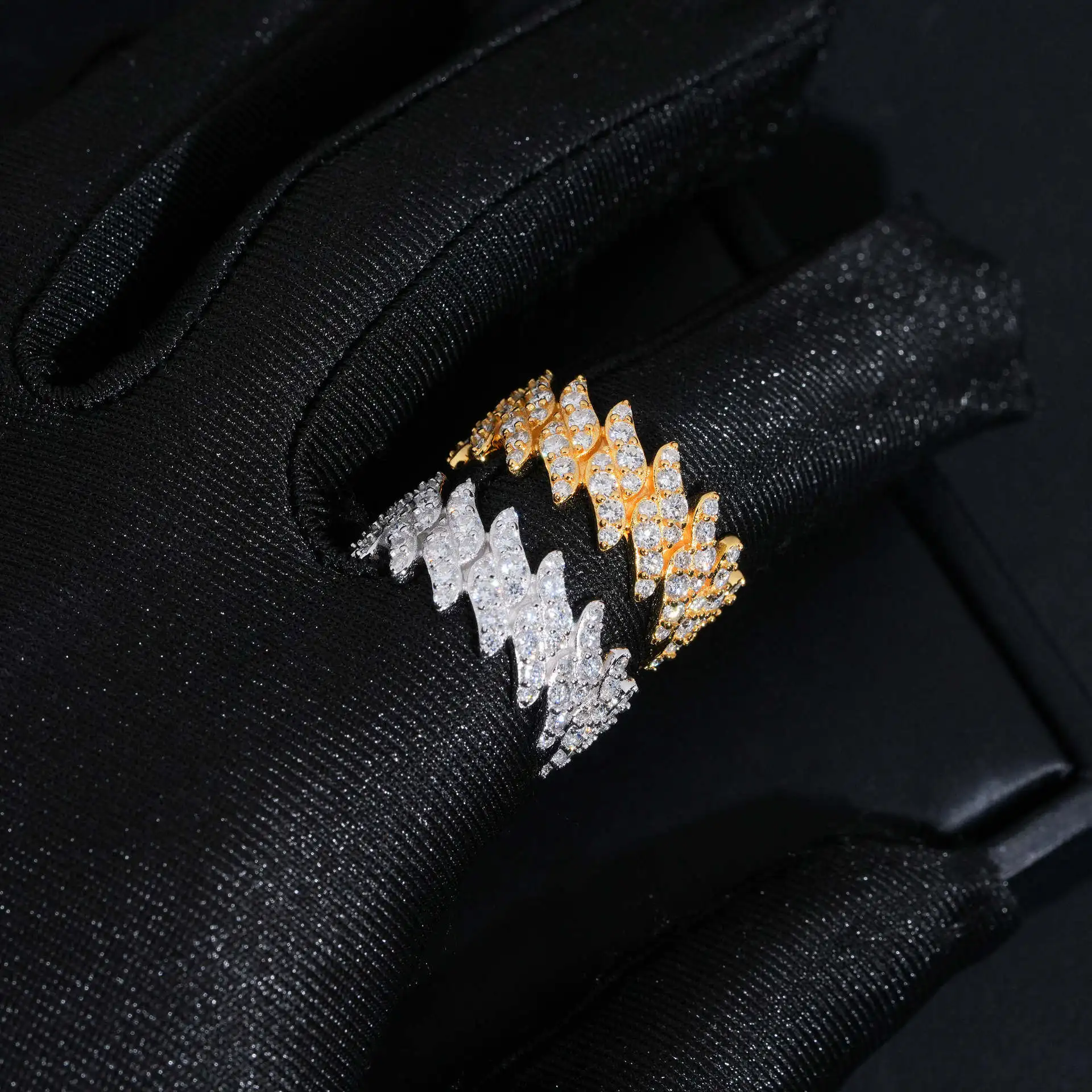 Iced Out Arrow Moissanite Eternity Ring 925 Sterling Silver Full Pave Hip Hop Bling Statement Ring for Women Men Halloween Birthday Holiday Party Gift Jewelry