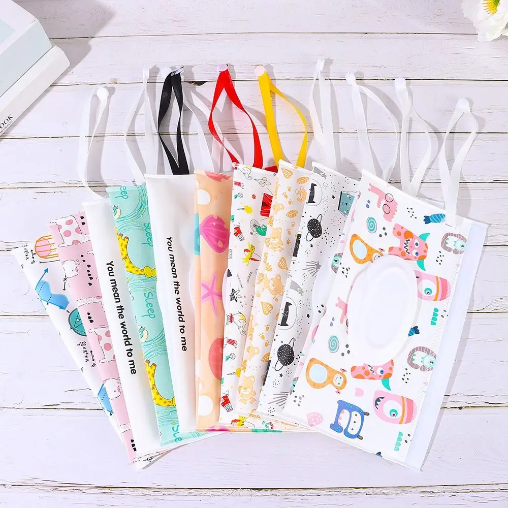 2Pcs EVA Baby Wet Wipe Pouch Wipes Holder Case Flip Cover Snap-Strap Reusable Refillable Wet Wipe Bag Outdoor Useful Tissue Box