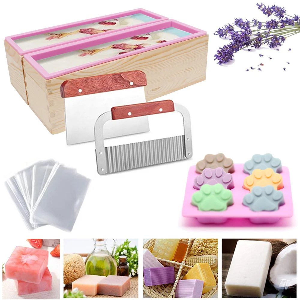 

Wooden Handmade Loaf Soap Cake Mould Silicone Making Tools Slicer Cutter