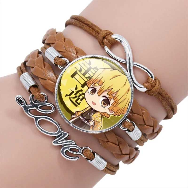 Anime Demon Slayer Braided Bracelet Cosplay Prop Kamado Tanjirou Nezuko Figure Couple Bracelets Jewels Gifts for Kids Boys Girls