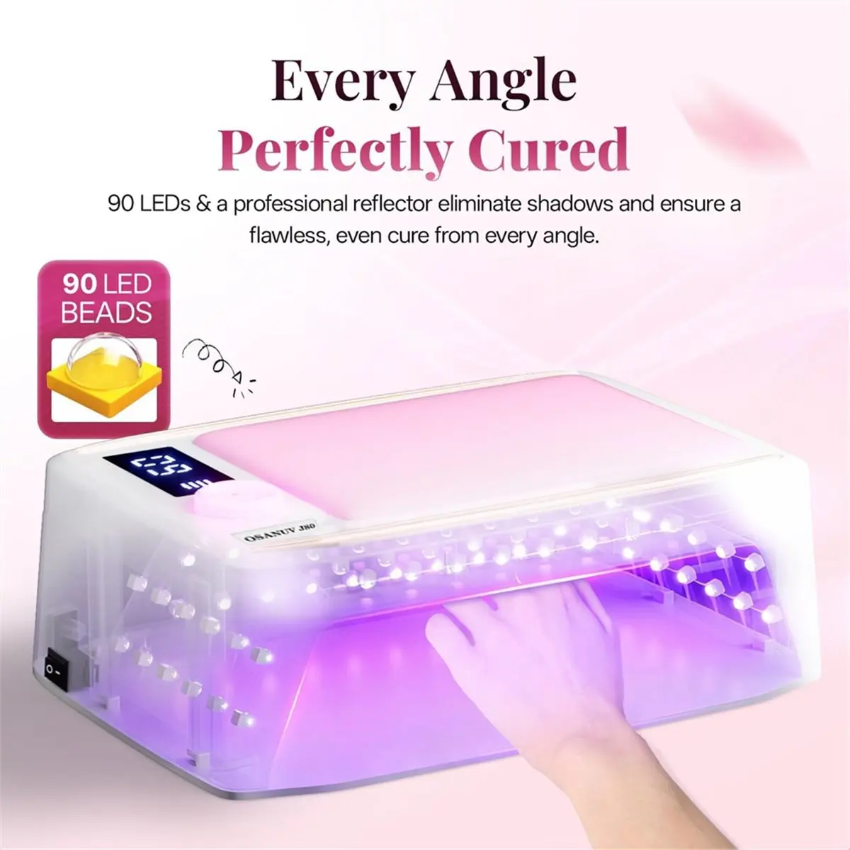 [Vend for]380W Fast Curing UV Nails Lamp with Auto Sensor Cordless UV Light for Gel Nails with Detachable Arm Rest US Plug