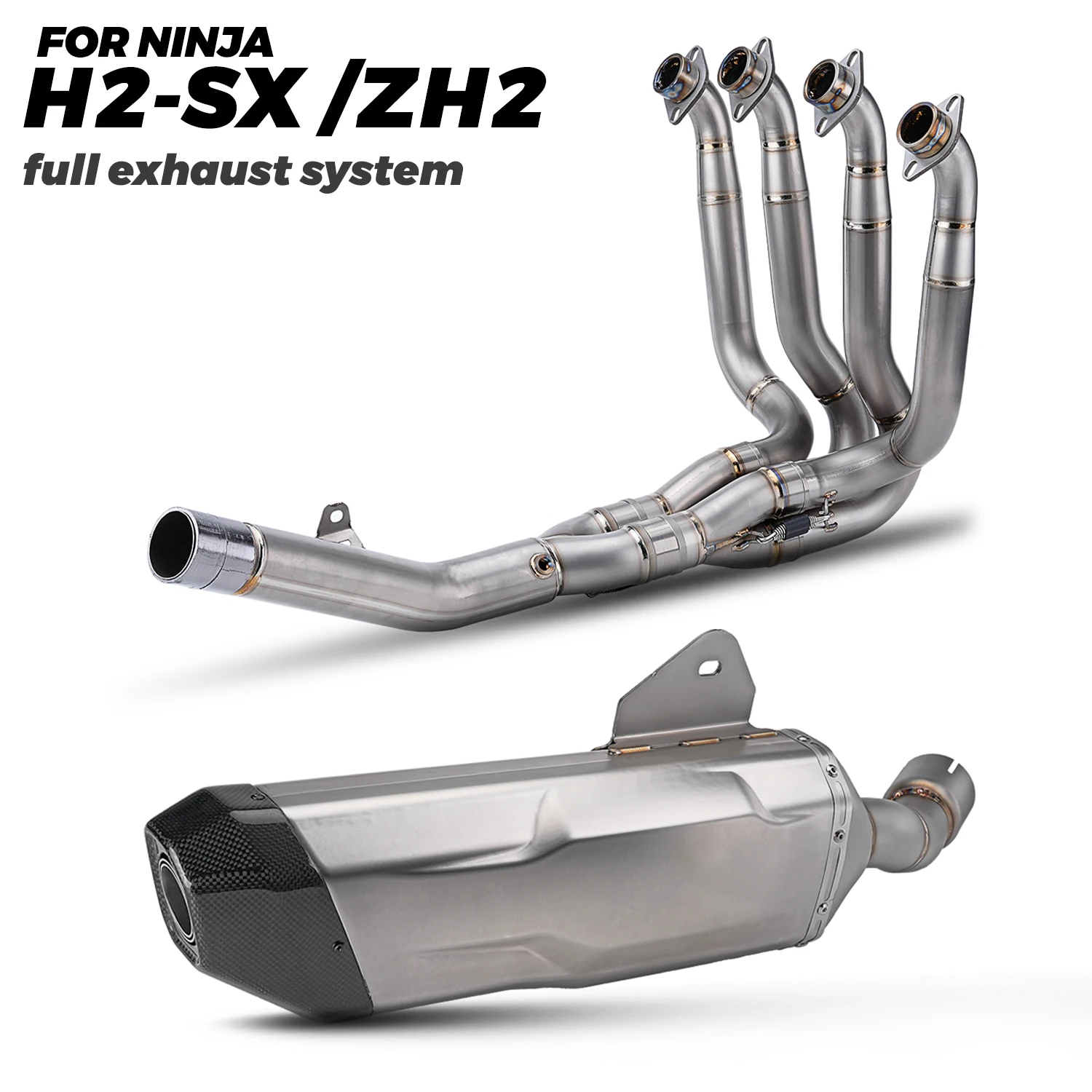

For H2 SX Motorcycle full Exhaust System titanium front pipe and muffler for ninja ZH2 ZH2SE H2SX 2021-2023