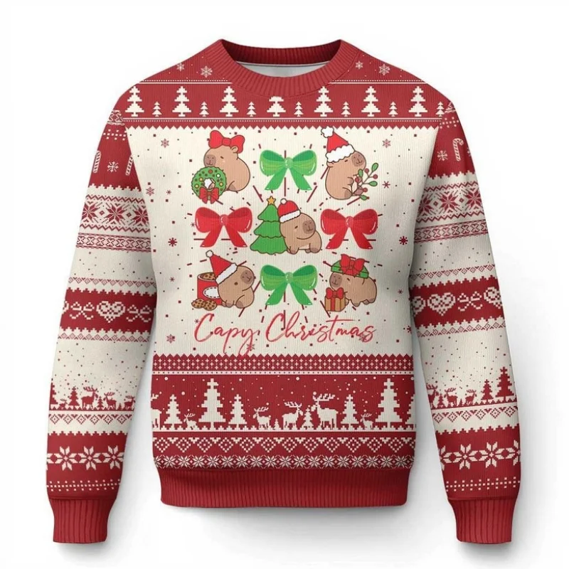 كابي عيد الميلاد نمط هوديي للرجال القوس الجمجمة شجرة النخيل ثلاثية الأبعاد طباعة البلوز الخريف طويلة الأكمام س الرقبة هوديس بلوزات فضفاضة