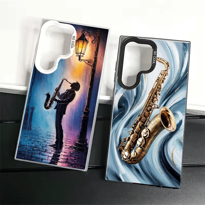 Saxophone Instrument Music Soft Phone Case for Samsung Galaxy S24 S25 FE S26 Edge S23 Ultra S22 Plus S21 + Shockproof Cover Back