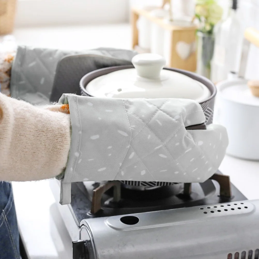 

Пара перчаток для микроволновой печи, плотная ткань, термостойкие силиконовые нескользящие перчатки для духовки, изолированные перчатки для кухонной выпечки и приготовления пищи