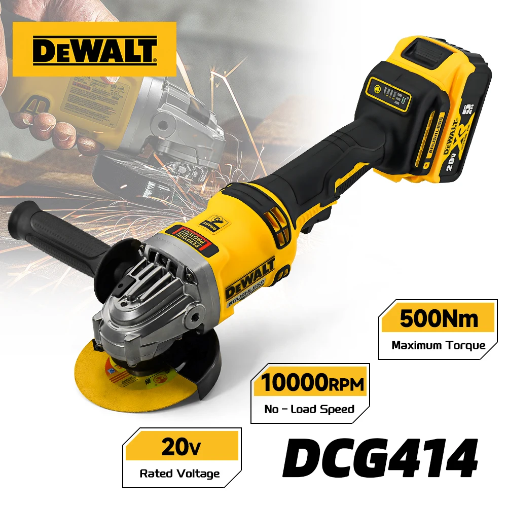 Dewalt DCG414 500N.m Brushless Angle Grinder Wireless Polishing Machine Wood Metal Cutting 100/125/150MM Cordless Power Tools