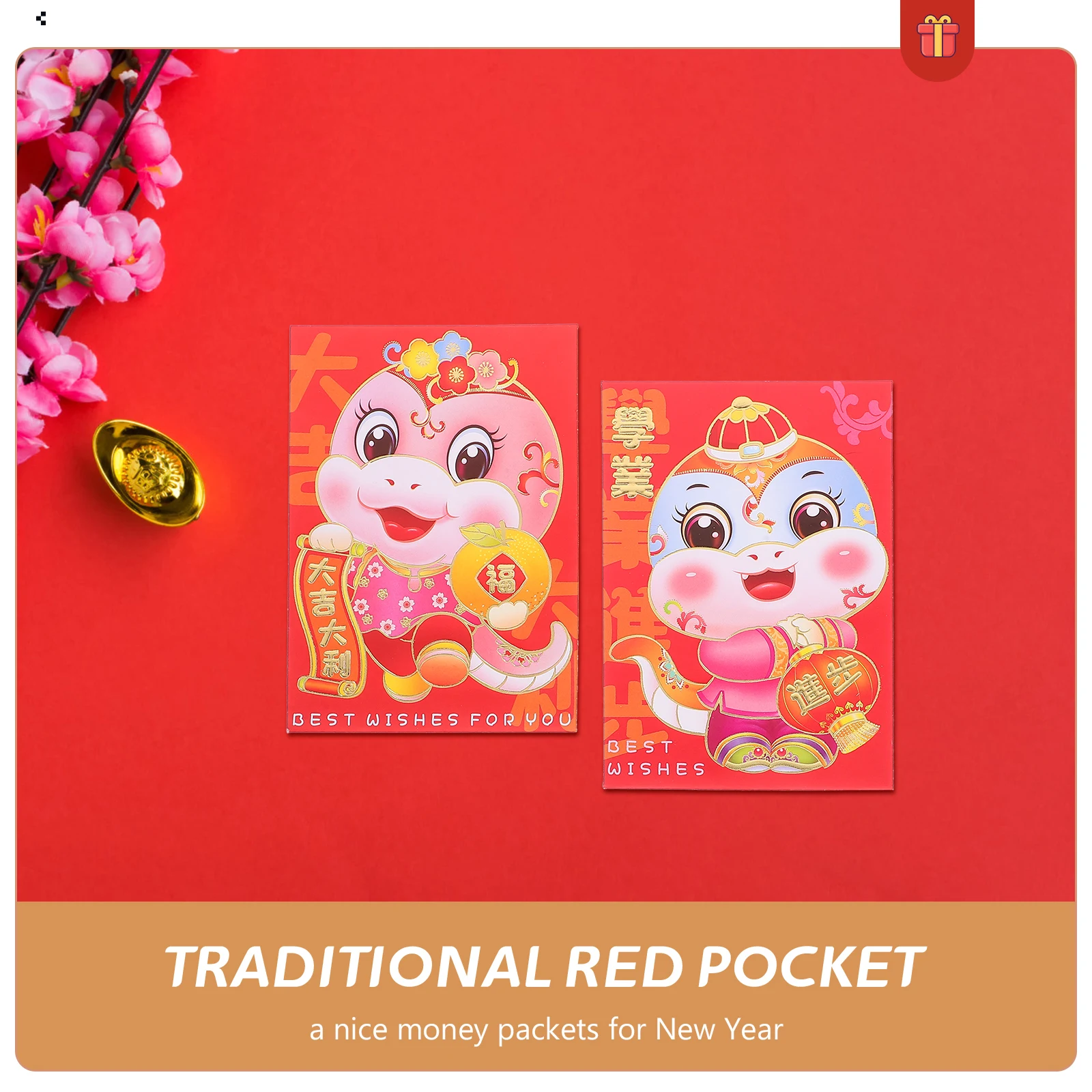 

36 шт., конверт в виде змеи, красный конверт на 2025 год, праздничный дизайн, новогодний красный пакет, традиционная сумка для денег для весеннего фестиваля