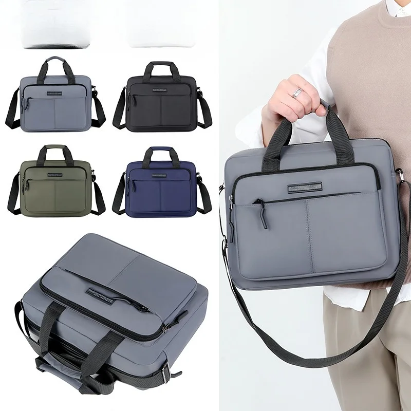 

New Men's Large-capacity Horizontal Shoulder Bag Messenger Bag Briefcase Multifunctional Simple A4 Book Handbag Business Bag