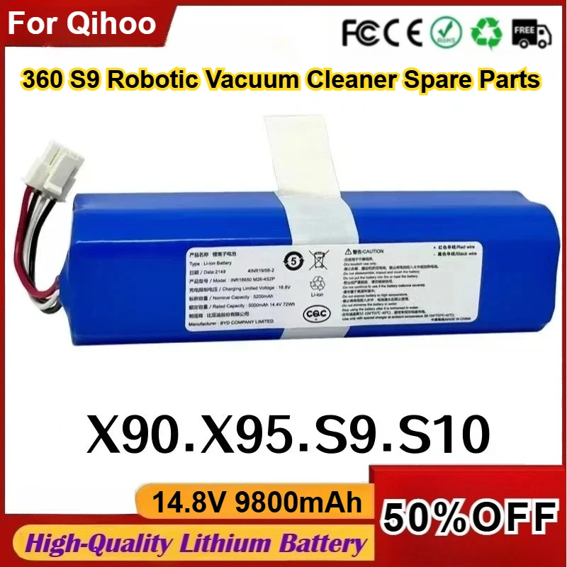 

14.8V 9800mAh Battery Pack for Qihoo 360 S9 Robotic Vacuum Cleaner Spare Parts Accessories Replacement Batteries