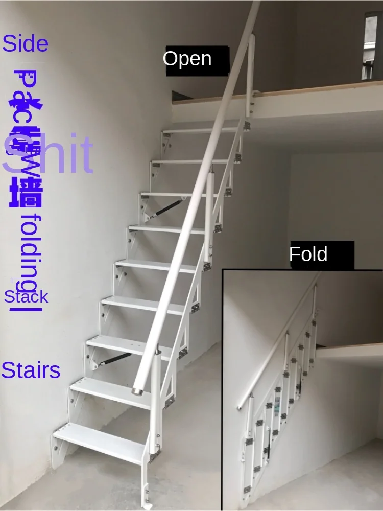 

Attic duplex second floor staircase outdoor custom duplex folding household side wall pasting loft wall leaning staircase