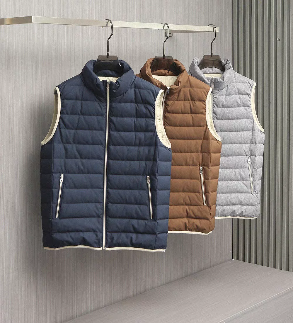 

Italian LP lamb wool mixed modal 90 white duck down stand-up collar vest