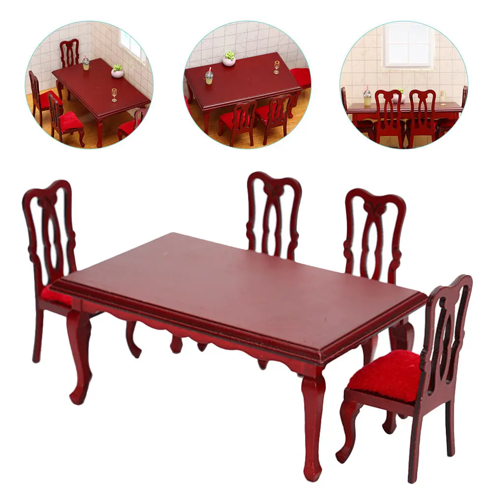 

1Set Wooden Miniature Kitchen Chair Set Mini Dining Room Furniture Accessories for Dollhouse Decoration Miniature Wooden