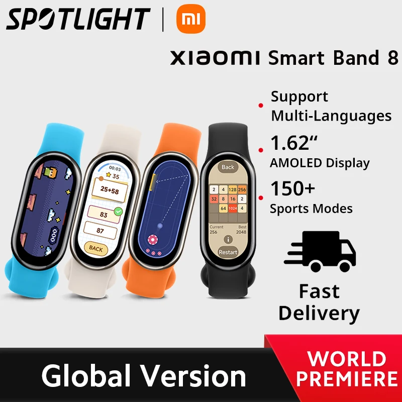 [World Premiere] Global Version Xiaomi Band 8 5ATM Waterproof 150+ Sport Modes Ultra Long Battery Life 16 Days