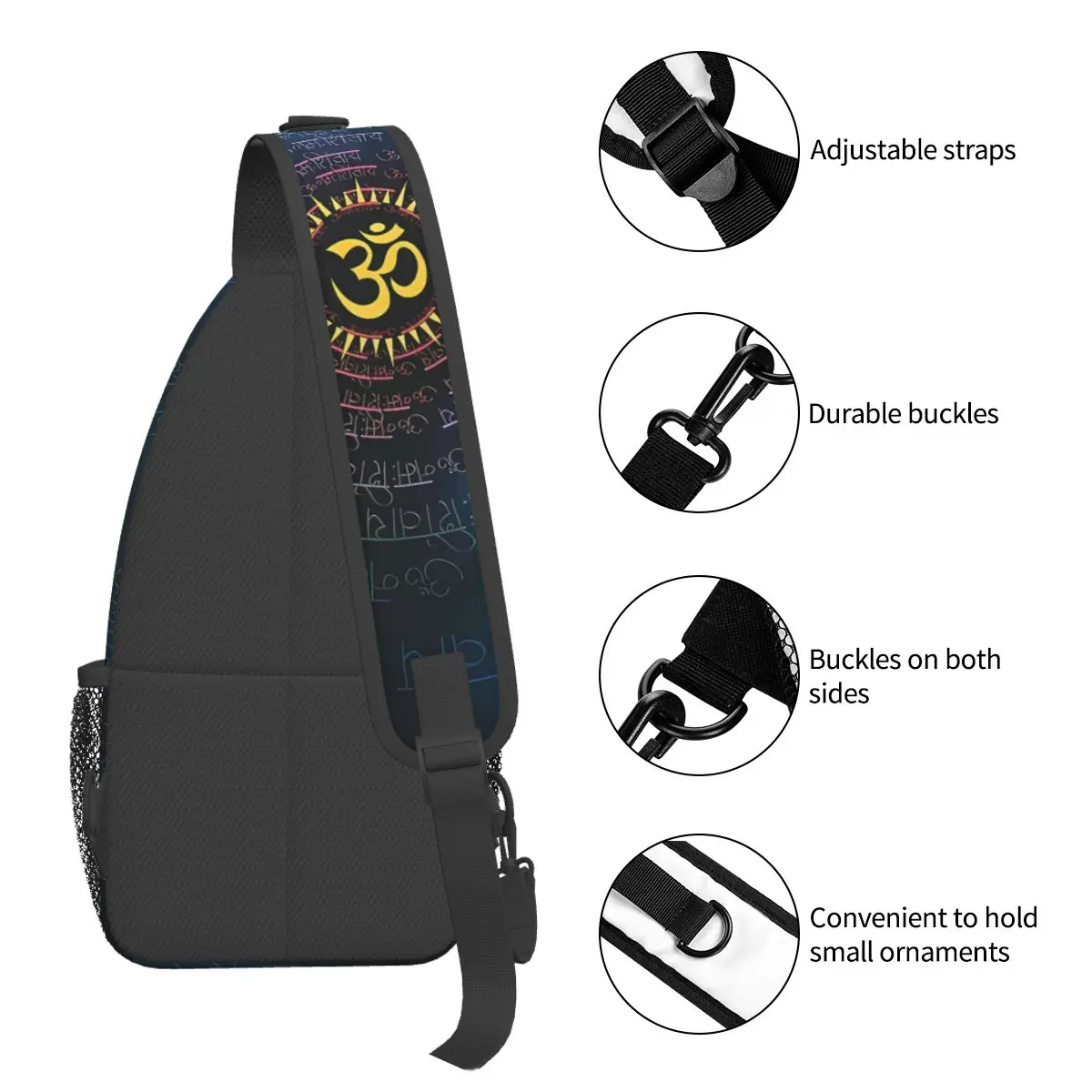 Om Namah Shivaya Crossbody Chest Bags Pockets Travel Pack Messenger Sports Teens Shoulder Bag Unisex