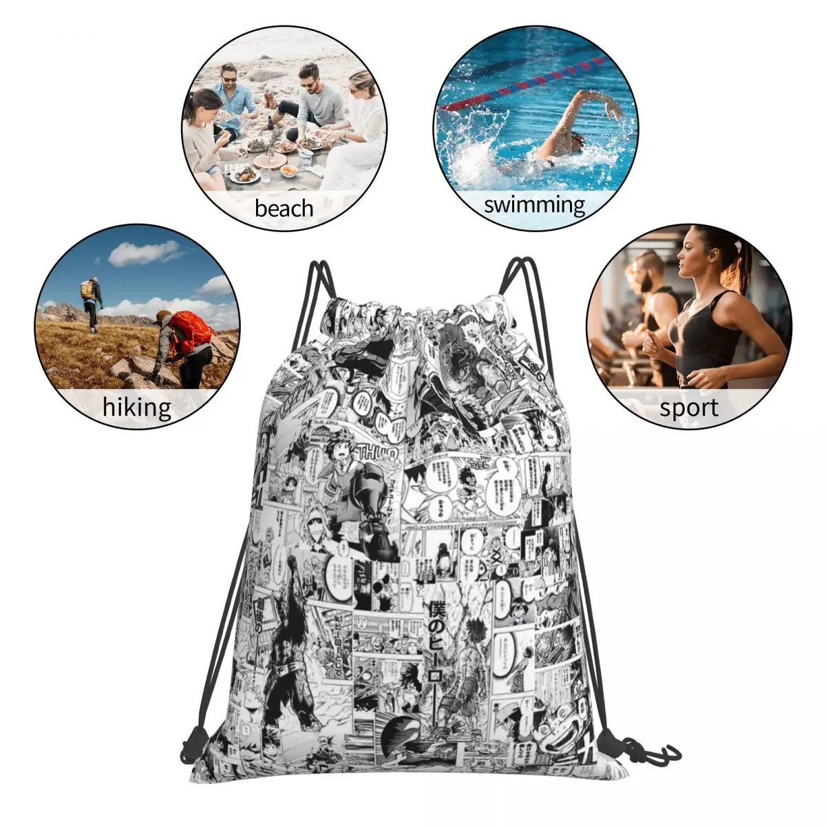 Рюкзаки с коллажем My Hero Academy, манга, повседневные сумки на шнурке, спортивная сумка, сумки для книг для путешествий, школы