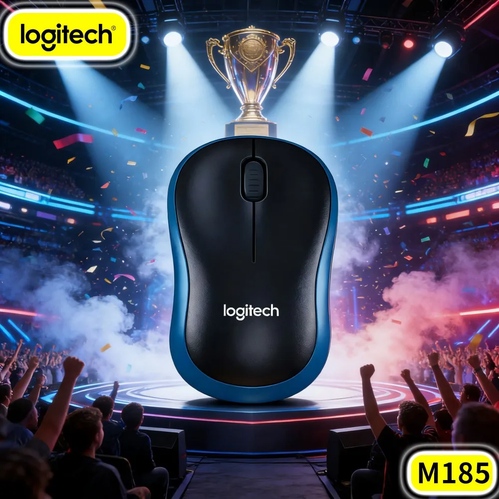 Logitech M185 Small Tiny Team Office Workbench Desk Mouse Wireless Space Saving Compact Body For Mini Group