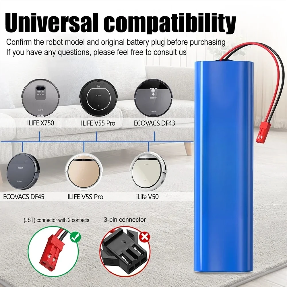 2025 100% New Li-ion Battery for ILIFE V3s Pro V5s Pro V8s V8 Plus V80 Max V80 Pro V3s Max 18650 6800mAh 14.4V PX-B010