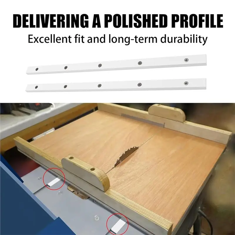 Prowadnice do rowków ukośnych BYBS, 4 sztuki, do prowadzenia naślizgu do piły stołowej - listwa ukośna UHMW z wstępnie nawierconymi otworami i śrubami, idealna do szyn U