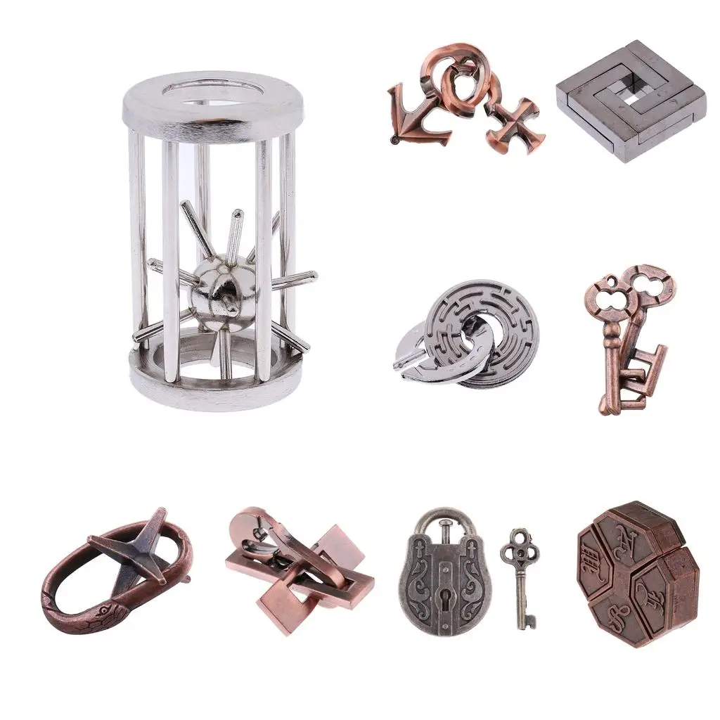 1/Set di chiavi in lega con serratura classica, chiavi rompicapo, puzzle per giocattoli da gioco per bambini