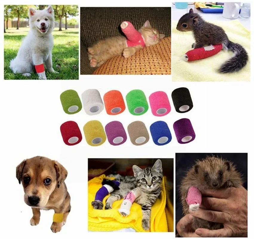 10 Pack Self Adhesive Bandage Pack Stretch Self Adhesive Tape for Pets for Sports 2.5/5/7.5/10/15 Cm Width