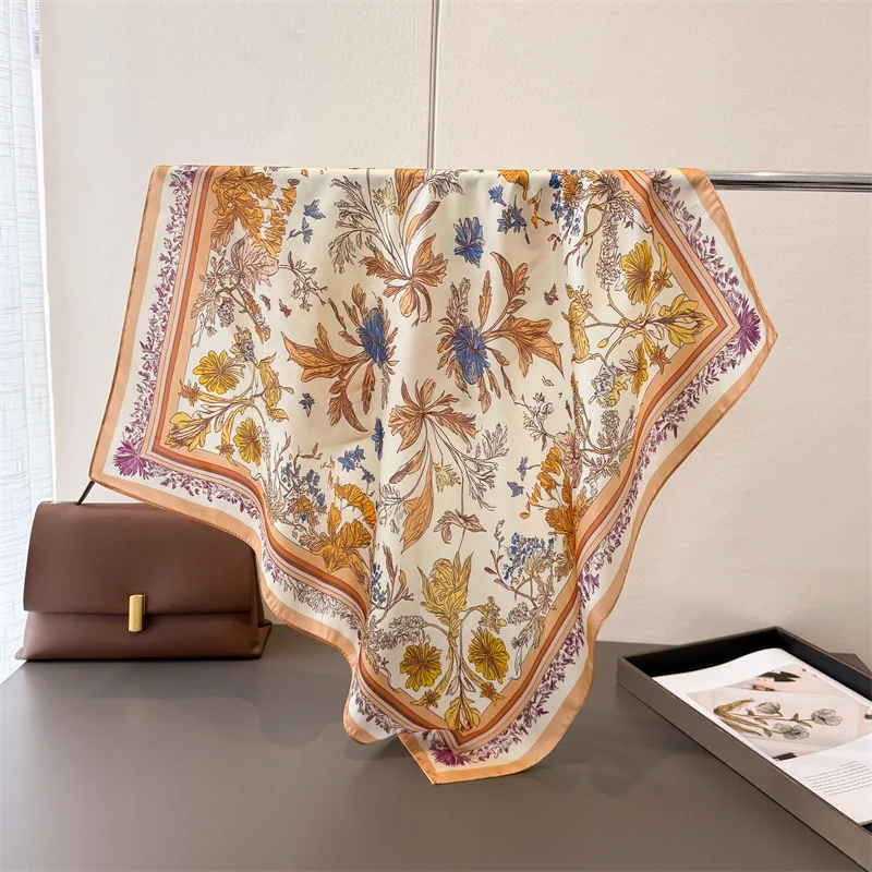 2025 الفاخرة الحصان طباعة الإناث الحرير وشاح للرقبة مربع الشعر الأوشحة فولارد عصابة رأس شالات يلتف منديل باندانا النساء