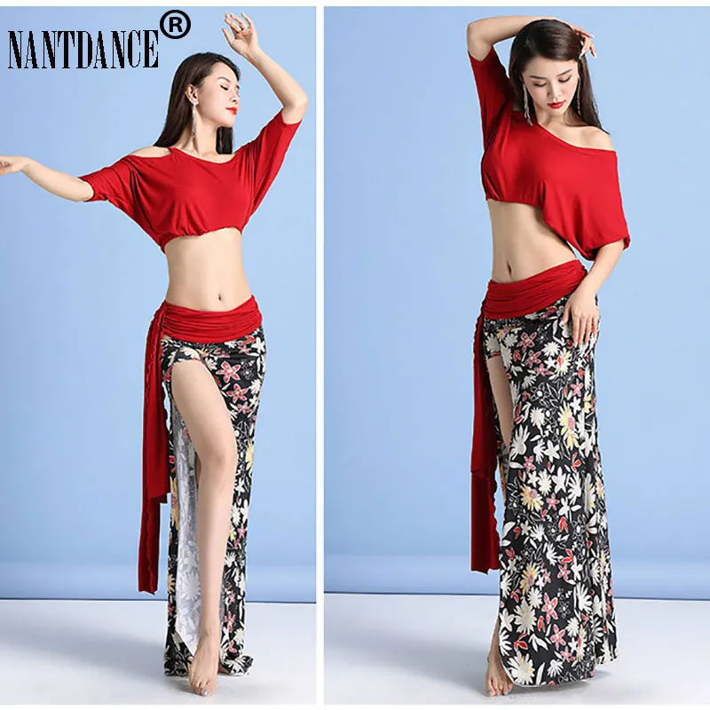 Women Belly Dance Practice Clothes Oriental Performance Long Skirt Suit Korea Dance Wear Training Clothing Cha Cha Bachata