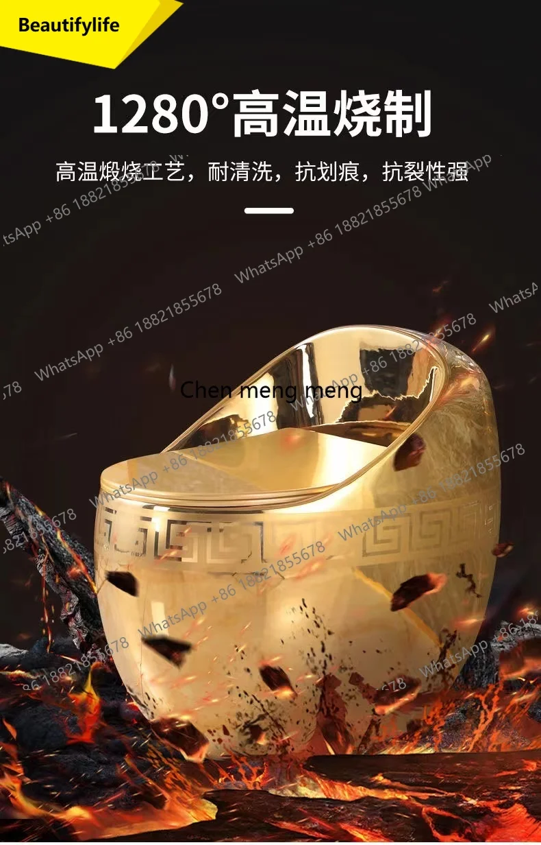 A17 Gold toilet Egg-shaped electroplated yellow-gold toilet Hotel bathroom European ceramic flush toilet